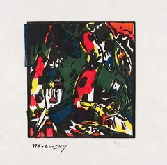 Wassily Kandinsky, Bogenschütze, 1908, Woodcut in colors