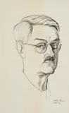 Conrad Felixmüller, Selbstbildnis, 1953, Pen and ink drawing