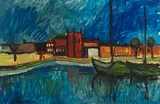 Erich Heckel, Schiffe im Kanal, 1912, Oil on canvas