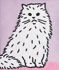 C. O. Paeffgen, Katze, 1977, Acryl auf feinem Nesselgewebe, mit Nessel hinterlegt