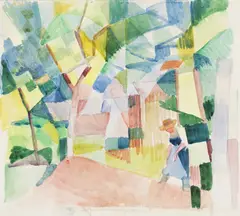 August Macke, Kandern 3, 1914, Watercolor and pencil on wove paper, laid on ca...