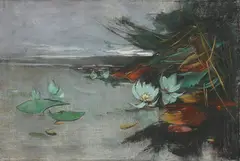 Karl Hagemeister, Seerosen am Ufer des Schwielowsees, Um 1910, Pastel on canvas