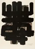 Pierre Soulages, Lithographie No.3, 1957, Colour lithograph on card