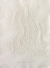Günther Uecker, Hommage à Pierre Boulez, 1992, Embossing on card. Approx