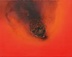 Otto Piene, Halo, 1976, Oil and traces of fire on canvas