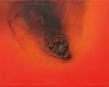 Otto Piene, Halo, 1976, Oil and traces of fire on canvas