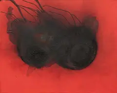 Otto Piene, I fly, 1984, Oil and traces of fire on canvas