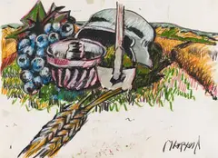 Markus Lüpertz, Untitled, Oil pastel on paper