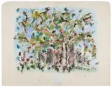 Martial Raysse, Untitled (Arbre), 1974, Gouache, pastel and oil pastel on paper on styrofoam. Approx