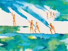 Norbert Bisky, Regenmacher, 2013, Watercolour and pencil on card