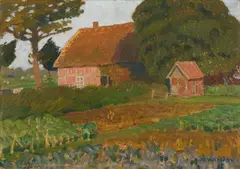 Otto Modersohn, Bauerngarten in der Abendsonne, 1907, Oil on artist's board
