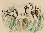Christian Rohlfs, Ziege, 1907, Watercolour on grained watercolour paper with "N" watermark. 49 x 63.5/