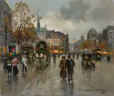 Édouard Cortès, Paris; Place Saint-Michel, Oil on canvas