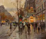 Édouard Cortès, Paris; Théâtre du Vaudeville, soir d’automne, Oil on canvas