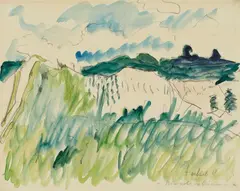 Erich Heckel, Bewachsene Dünen, 1911, Watercolour and pencil on wove paper
