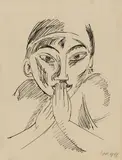 Max Pechstein, Palau-Mädchen, 1917, Pen and ink drawing on light brown paper
