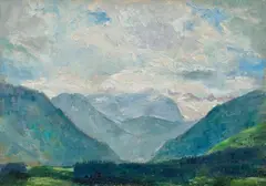 Emil Orlík, Gebirgslandschaft, Circa 1910-1915, Oil on artist's board