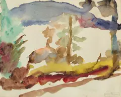 Lovis Corinth, Walchenseelandschaft, Watercolour on watercolour card with blindstamp "SCHOELLERSHAMMER"