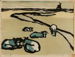 Emil Nolde, Ruhende Kühe, 1926, Colour lithograph on Japan paper