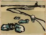 Emil Nolde, Ruhende Kühe, 1926, Colour lithograph on Japan paper