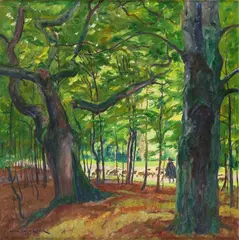 Philipp Franck, Waldlichtung mit Schafherde, 1927, Oil on canvas