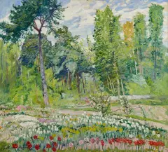 Philipp Franck, Tulpenbeet, 1943, Oil on canvas