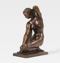 Fritz Klimsch, Kniende mit Badetuch, Circa 1950, Bronze