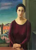 Hans Otto Baumann, Portrait einer Dame (Junge Frau auf Balkon), 1920s/1930s, Oil on canvas
