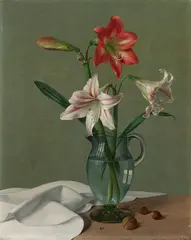 Herbert Böttger, Stillleben mit Amaryllis im Glaskrug und Nüssen, 1941, Oil on canvas