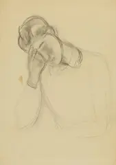 Rudolf Levy, Studie II zum Bildnis Nanda, 1941, Charcoal drawing on paper