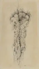 Wols, Composition, 1943, India ink drawing on beige-coloured, firm paper