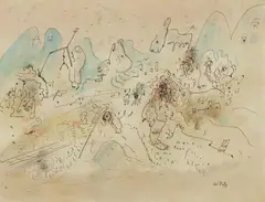 Wols, Ludions polaires, Circa 1940/41, Watercolour, colour chalks and pen and ink on beige-coloured paper