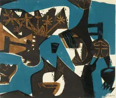 HAP Grieshaber, Mittag, 1951, Colour woodcut on paper