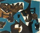 HAP Grieshaber, Mittag, 1951, Colour woodcut on paper