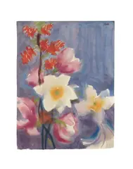 Emil Nolde, Magnolien und Fuchsien, Circa 1925, Watercolour on Japan paper