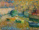 Henri Le Sidaner, Les petites barques, automne, Quimper, 1923, Oil on panel