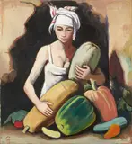 Karl Hofer, Mädchen mit Kürbissen, Circa 1929/1930, Oil on canvas