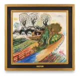 Franz Radziwill, Bauerndorf. Verso: Stehender Akt mit Hühnern, 1923 (recto) resp. 1920-1921 (verso), Oil on canvas
