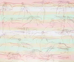 Ghada Amer, Untitled (The Garden of Eden of Reza), 2000, Acrylic, embroidery and gel medium on canvas