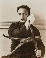 Berenice Abbott, Isamu Noguchi with 'Glad Day', c. 1932, Vintage ferrotyped gelatin silver print