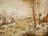 copy after Pieter Brueghel the Elder, Winter landscape, Oil on panel