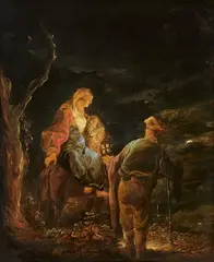 Benjamin Gerritsz Cuyp, The Rest on the Flight into Egypt, Oil on panel (parquetted)