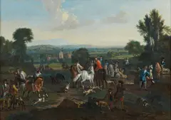 Courtly Company at a Falcon Hunt by Justus van Huysum, Oil on canvas (relined), sold May 2026
