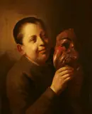 attributed to Johann Andreas Brendel, Boy with a mask, Oil on canvas (relined)
