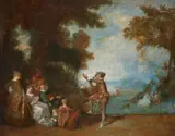Fête galante by follower of Antoine Watteau, Oil on canvas (relined), sold May 2026