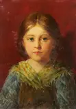 Franz Defregger, Portrait of a girl, Oil on panel