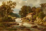 Eduard Pape, Mill by the stream, Oil on canvas