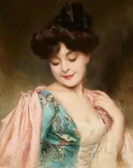 Alexis Vollon, Young woman with a ladybug, Oil on canvas