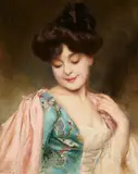 Alexis Vollon, Young woman with a ladybug, Oil on canvas