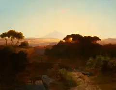 Albert Zimmermann, Southern Landscape in the Evening Light, Oil on canvas (relined)